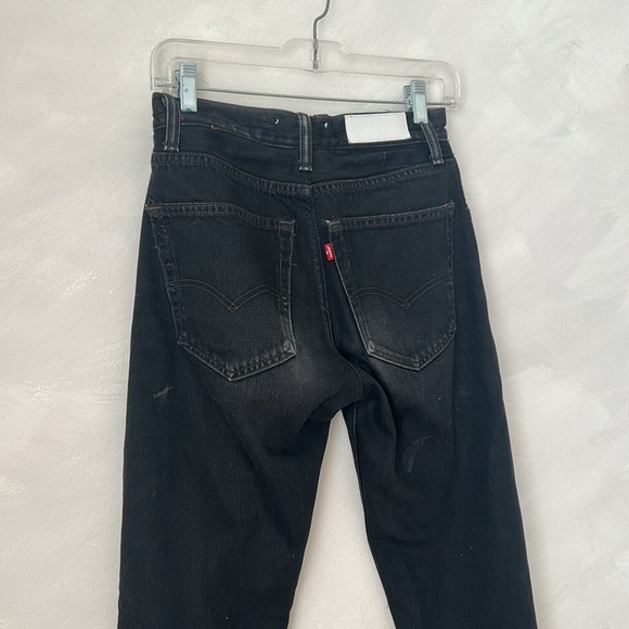 Redone Levi’s black jeans size 25 high rise long inseam straight leg 90s - Picture 7 of 13